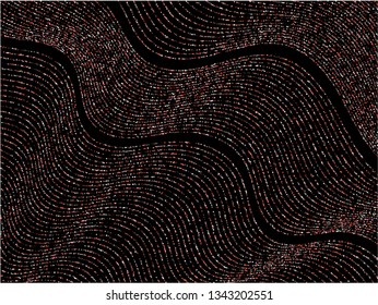 Curve lines of multiple circles confetti on black. Luxury vector background with shiny stardust glitters. Party confetti dust curves stripes. Abstract glitter flow pattern, glowing lights print.