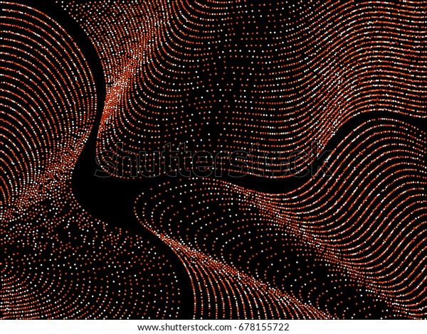 黒い背景に複数の赤いカラフルな円の曲線 光沢のあるルビーの丸い光る背景 ホリデーコンフェッティ曲線 抽象的なベクター画像パターン 輝く光のデザイン のベクター画像素材 ロイヤリティフリー