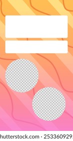 Curve lines orange pink gradient story template. Abstract hand drawn stock vector illustration