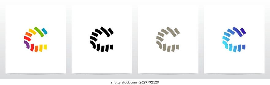 Curve Lines Outlines Stroke Letter Initial Alphabet Logo Design C