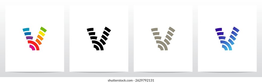 Líneas de curva Contornos Letra de trazo Letra inicial Alfabeto Diseño de logotipo V
