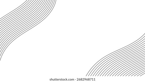 Curve lines parallel stripes on Abstract Copy Space Background black and white Design