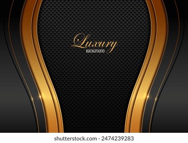 curve lines realistic luxury black and gold color gradient background, elements, perfect marketing materials, Modern frame banner website, premium Illustration.