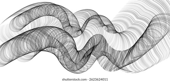 Forma de líneas curvas. Fondo de Vector de movimiento Abstractas. Líneas negras transparentes de la curva que hacen la forma fluida abstracta.