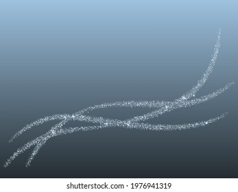 Curve lines silver glitter confetti dots sparkles scatter. Premium silver metallic stardust. Sparkling glitter border, party tinsels shimmer, holiday lights background design, festive style.