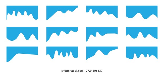 Curve lines, vector, wave collection of abstract design element for Top, bottom page web Site. Header template of modern dividers shapes for website and application layout.