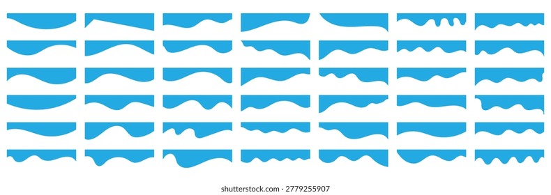 Curve lines, wave collection of abstract design elements for the top and bottom page web site. Blue Website divider border vector illustration. Collection of dividers and red templates.Blue curve top headline. banner header 