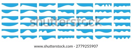 Curve lines, wave collection of abstract design elements for the top and bottom page web site. Blue Website divider border vector illustration. Collection of dividers and red templates.Blue curve top headline. banner header 