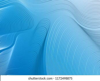 Curve lines wavy shapes abstract vector background. Futuristic graphic design with curves texture, wavy lines smooth surface effect in blue.