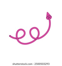 Curve with loops showing route. Arrow with twisted line pointing direction. Cursor indicates path, pointer sign, geometric shape guides way. Flat isolated vector illustration on white background