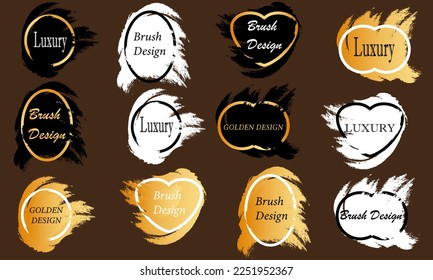 curve luxury brush frames design by golden black and white color
