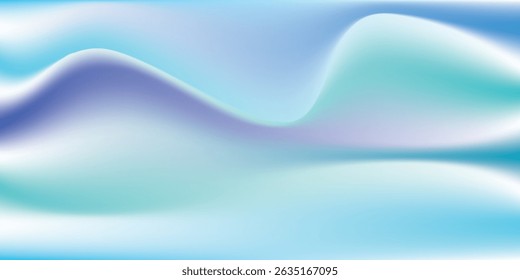 Curve Mesh gradient blur wallpaper. Modern light liquid color of wave blue sea ocean aquatic. Freeze cool winter temperature. Smooth sky vector white, blue, navy, turquoise, aqua template background.