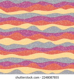 Curva líneas de onda multicolor vectorial sin costuras. El diseño de la banda horizontal moderna se eleva. Impresión ondulada de tejidos de ondas rizadas. Textura superpuesta de espuma. Papel de fondo de pantalla de repetición de flujo de onda de espuma.