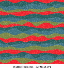 Curva líneas de onda multicolor vectorial sin costuras. Diseño de líneas de banda horizontal de moda. Impresión ondulada de tejidos de ondas rizadas. Textura superpuesta de espuma. Papel de fondo de pantalla de repetición de flujo de onda de espuma.
