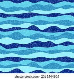 Curva líneas de onda multicolor vectorial sin costuras. Diseño de líneas de banda horizontal de moda. Impresión de tela fluida. Textura vintage. Ruffle wave flow repetido swatch huella psicodélica