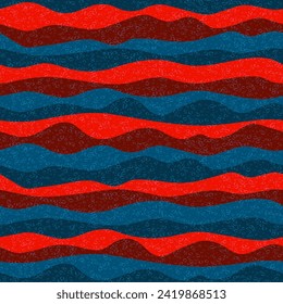 Curve multicolor wave lines vector seamless pattern. Colorful horizontal stripe surges design. Curl ripple cloth print. Fashionable texture. Surge wave flow repeat swatch. Liquid shapes.