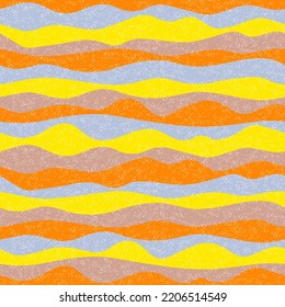 Curva de rayas de onda multicolor vectorial sin costuras. El diseño de la banda horizontal moderna se eleva. Impresión textil suave. Textura vintage. Fondo gráfico profundo de la ola de rufas.