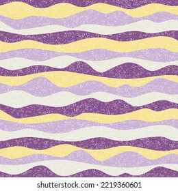 Curve multicolor wave stripes vector seamless pattern. Modern horizontal stripe surges design. Smooth ripple textile print. Vintage texture. Surge wave flow repeat swatch. Psychedelic print