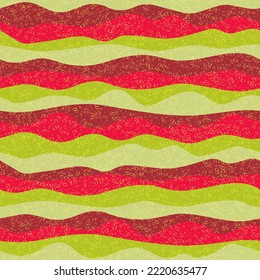 Curve multicolor wave stripes vector seamless pattern. Colorful horizontal stripe lines design. Wavy ripple tissue print. Fashionable texture. Surge wave flow repeat swatch. Funky geometry.