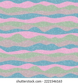 Curve multicolor wave stripes vector seamless pattern. Colorful horizontal stripe surges design. Fluid ripple fabric print. Foam overlaying texture. Surge wave flow repeat swatch. Psychedelic print