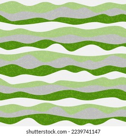 Curve multicolor wave stripes vector seamless pattern. Colorful horizontal stripe surges design. Fluid ripple fabric print. Foam overlaying texture. Surge wave flow repeat swatch. LSD effect.