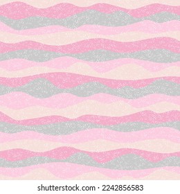 Curve multicolor wave stripes vector seamless pattern. Colorful horizontal stripe lines design. Smooth ripple textile print. Fashionable texture. Surge wave flow repeat swatch. Funky geometry.