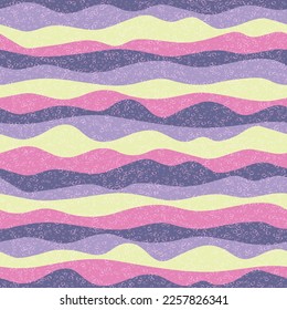 Curva de rayas de onda multicolor vectorial sin costuras. El diseño de la franja horizontal colorida se eleva. Impresión ondulada de tejidos de ondas rizadas. Textura superpuesta de espuma. Interrupción de repetición del flujo de onda de sobrevuelo. Efecto LSD.