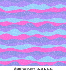 Curve multicolor wave stripes vector seamless pattern. Trendy horizontal stripe lines design. Fluid ripple fabric print. Foam overlaying texture. Surge wave flow repeat swatch. Liquid shapes.