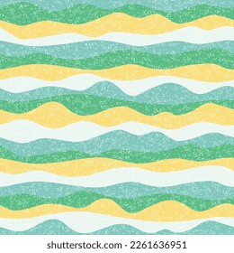 Curva de rayas de onda multicolor vectorial sin costuras. El diseño de la banda horizontal moderna se eleva. Impresión de tela fluida. Textura de moda. Interrupción de repetición del flujo de onda de sobrevuelo. Impresión psicodélica
