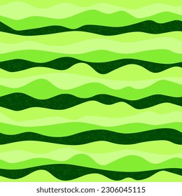 Curve multicolor wave stripes vector seamless pattern. Modern horizontal stripe surges design. Curl ripple cloth print. Vintage texture. Surge wave flow repeat swatch. LSD effect.