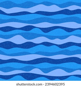 Curve multicolor wave stripes vector seamless pattern. Colorful horizontal stripe lines design. Smooth ripple textile print. Vintage texture. Deep ruffle wave graphic background.