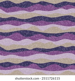 Curve multicolor wave stripes vector seamless pattern. Modern horizontal stripe surges design. Wavy ripple tissue print. Foam overlapping texture. Deep ruffle wave graphic background.