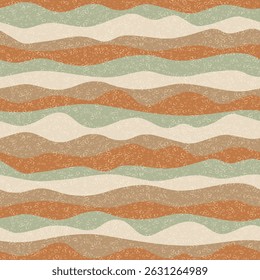 A onda multicolor da curva listras o vetor sem emenda padrão. Design moderno de sobretensões de faixa horizontal. Impressão têxtil ondulada suave. Textura na moda. Ruffle onda fluxo repetir amostra impressão psicodélica