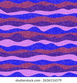 Kurven mehrfarbigen Wellen Streifen Vektor nahtlose Muster. Trendy horizontale Streifenlinien Design. Wellenförmiger Gewebedruck. Vintage-Textur. Wiederholungsfeld für Wellendurchfluss bei Überspannung. Flüssigkeiten.
