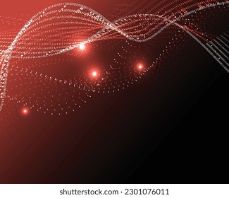 curve neon light with red code technology background