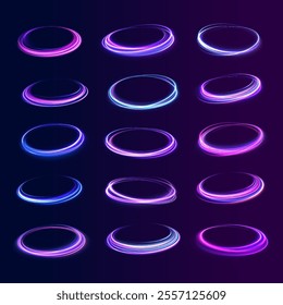 Curve neon line light effect. Light cool whirlwind. Vector sparkle, png, effect, wave,neon,line. Abstract circle, neon color glowing lines background. 