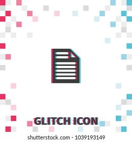Curve paper sheet  glitch effect vector icon.