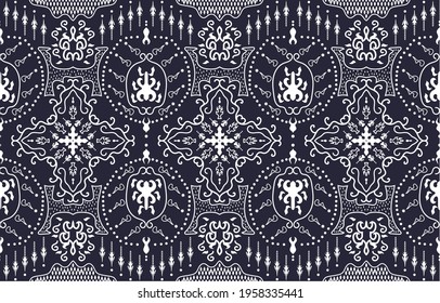 Curve pattern flowing along the line, Fabric pattern, Textile style EP.18.Design for background, carpet, wallpaper, clothing, wrapping, Batik, fabric, Vector.