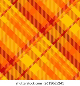 Curve pattern vector check, primary background fabric plaid. Structure texture tartan seamless textile in bright and golden poppy colors palette.