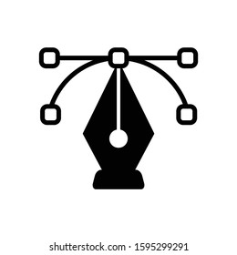 curve pen drawing icon vector black and white