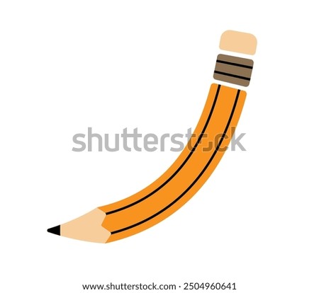 Curve pencil vector illustration. Drawing tool for artists, students bend form. Flat modern education concept isolated on white background.