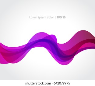 Curve of a pink wave on a light background. Vector abstract banner.