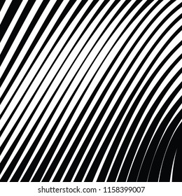Curve Random Chaotic Lines Abstract Geometric Pattern Texture, Modern, Contemporary Art Illustration with Black White Striped Lines, Wavy, Curving Distortion Effect, Bending, Warped Lines