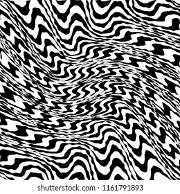 Curve Random Chaotic Lines Abstract Geometric Pattern Texture, Modern, Contemporary Art Illustration with Black White Striped Lines, Wavy, Curving Distortion Effect, Bending, Warped Lines