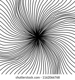 Kurven Random Chaotic Lines Abstrakte Geometrische Muster Textur, Moderne, Zeitgenössische Kunstillustration mit schwarz-weißen Streifen Linien, Wavy, Kurven Verzerrungseffekt, Bending, gezwirnte Linien