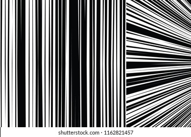 Líneas caóticas aleatorias de curva Resumen Textura de patrón geométrico, Ilustración de arte contemporáneo con líneas rayadas blancas negras, onduladas, efectos de distorsión curvada, plegado, líneas retorcidas