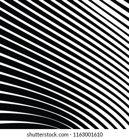 Curve Random Chaotic Lines Abstract Geometric Pattern Texture, Modern, Contemporary Art Illustration with Black White Striped Lines, Wavy, Curving Distortion Effect, Bending, Warped Lines