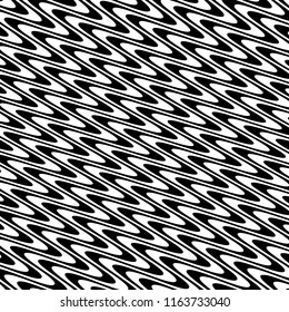 Curve Random Chaotic Lines Abstract Geometric Pattern Texture, Modern, Contemporary Art Illustration with Black White Striped Lines, Wavy, Curving Distortion Effect, Bending, Warped Lines