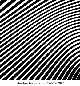 Líneas caóticas aleatorias de curva Resumen Textura de patrón geométrico, Ilustración de arte contemporáneo con líneas rayadas blancas negras, onduladas, efectos de distorsión curvada, plegado, líneas retorcidas