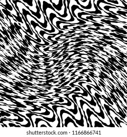 Kurven Random Chaotic Lines Abstrakte Geometrische Muster Textur, Moderne, Zeitgenössische Kunstillustration mit schwarz-weißen Streifen Linien, Wavy, Kurven Verzerrungseffekt, Bending, gezwirnte Linien